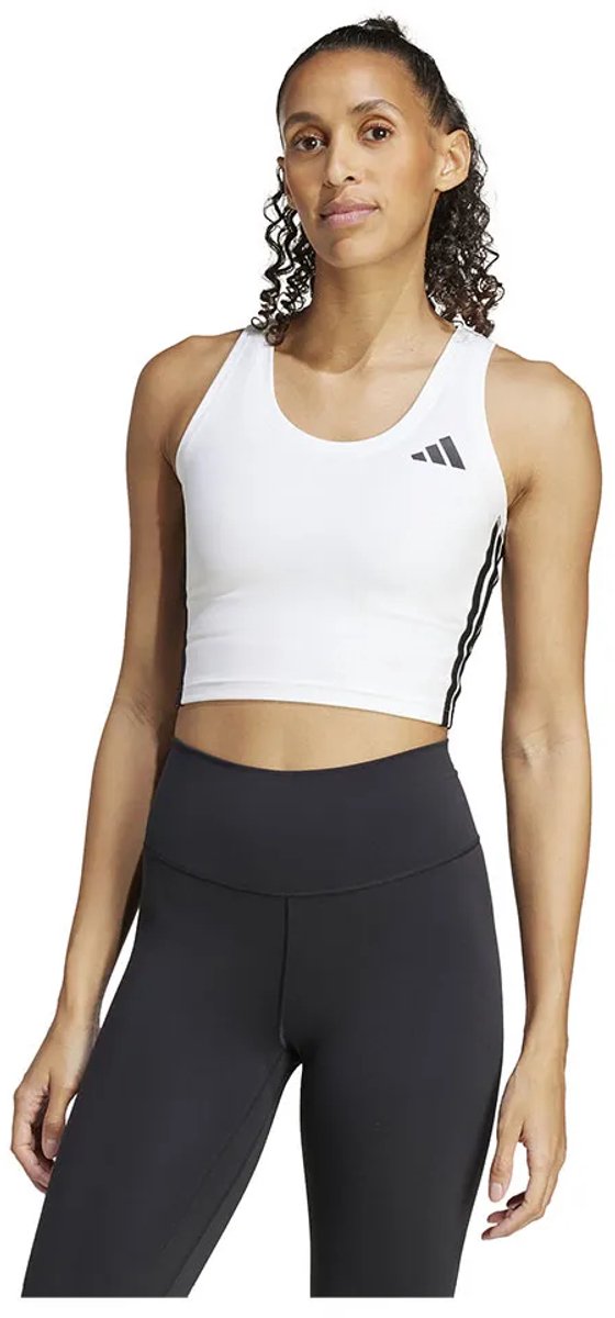 Adidas Train Essentials 3 Stripes Crop Mouwloos T-shirt Vrouw Zwart