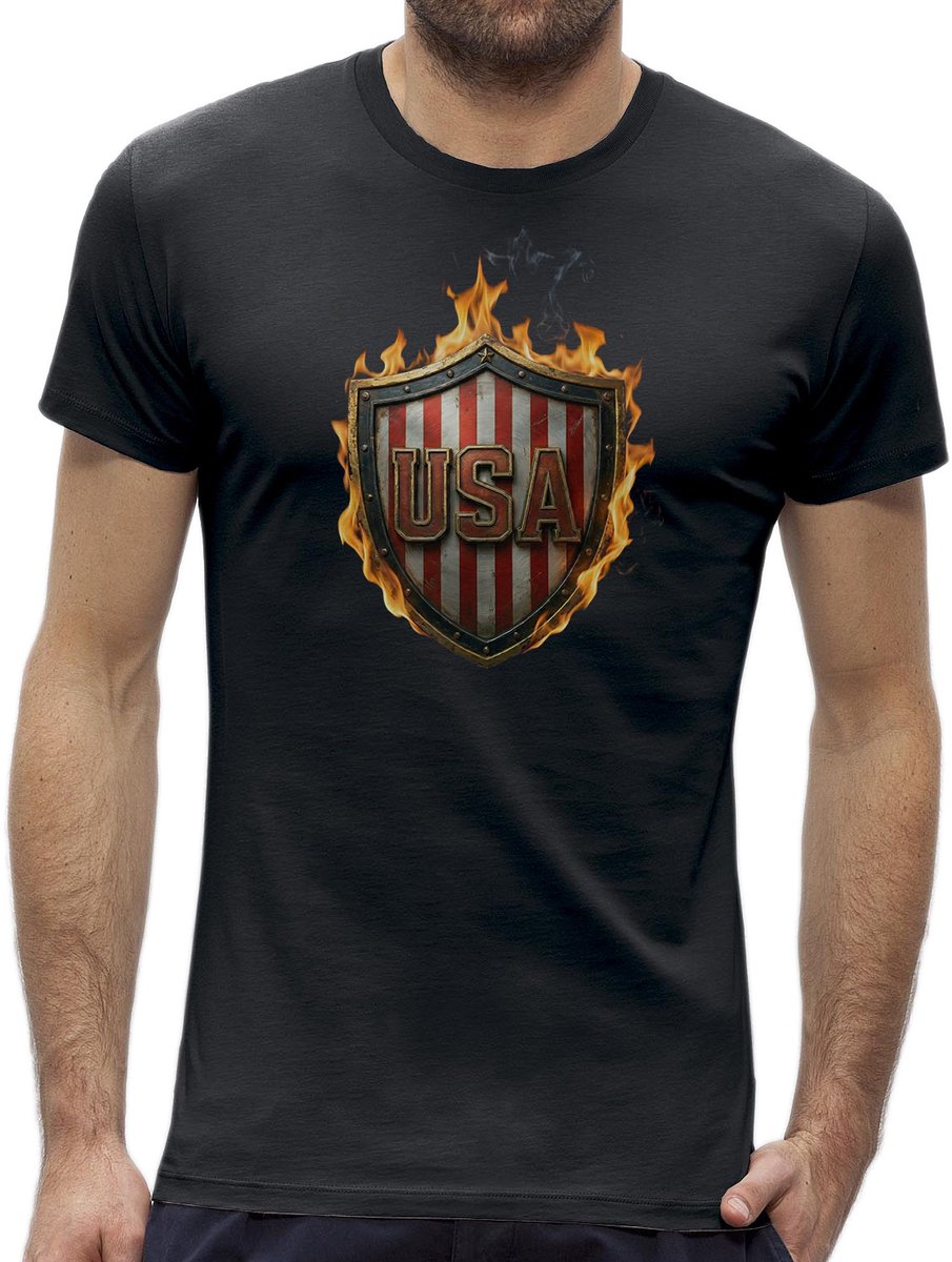 T-shirt heren met print – New York Finest American Style USA Badge – Stoer shirt met opdruk Maat L