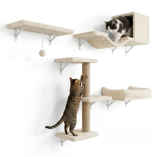 Mur d'escalade pour chat - Ensemble complet - Griffoir - Maisonnette - Échelles - Plateformes - Mur d'escalade pour chat - Griffoir mural - Mur d'escalade pour chat - Griffoir pour grands chats - Mur d'escalade