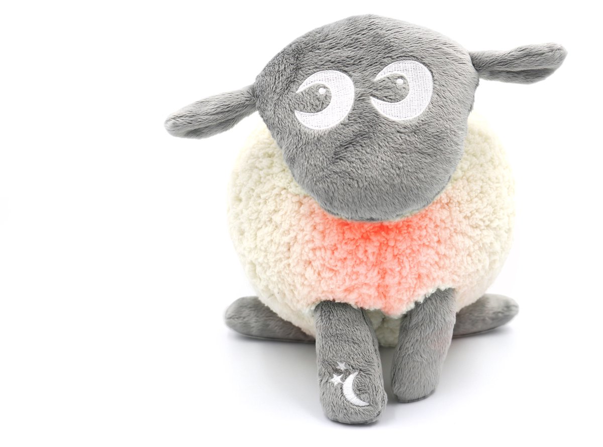 Ewan Deluxe – Grijze Oplaadbare White Noise Slaapknuffel voor Baby’s – Met smartCRY Huilsensor, Rode Slaaplamp & 10 Rustgevende Geluiden