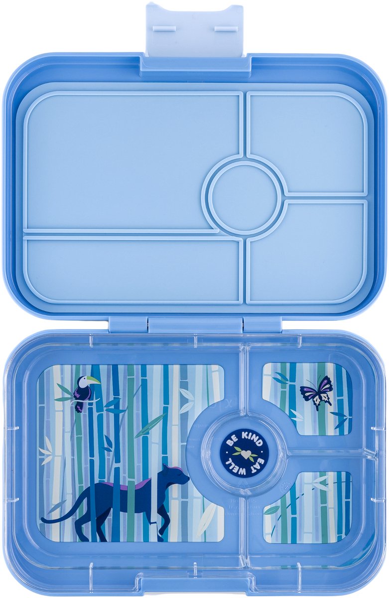 Yumbox Tapas XL - lekvrije Bento box lunchbox - 4 vakken - Hazy Blue / Panther tray