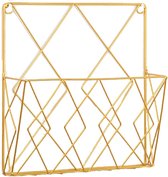 Boekenrek - Tijdschriftenrekken - Metaal - Tijdschriftenhouder voor de muur - Wandorganizer - Documentenhouder - Magazinehouder - Krantenbak - Tijdschriftenrek - Wandrek - Geschikt voor thuis, op kantoor en voor studie - 25x26x7cm - Goud