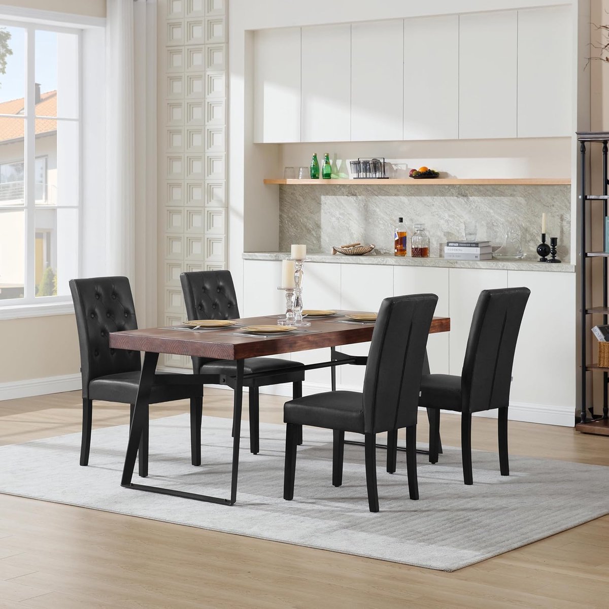 Eetkamerstoelen Set van 2 – Kunstleer – Ergonomisch – 43x44x99 cm – Industrohome