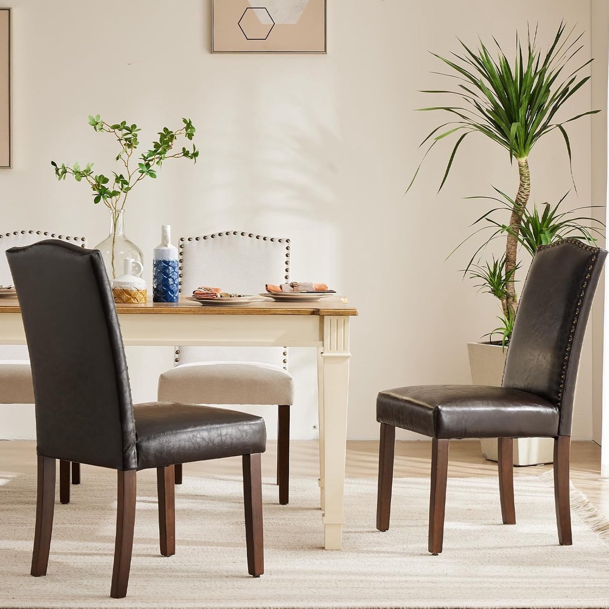 Eetkamerstoelen Set van 2 – Ergonomisch – Bruin – 44x49x93 cm – Industrohome
