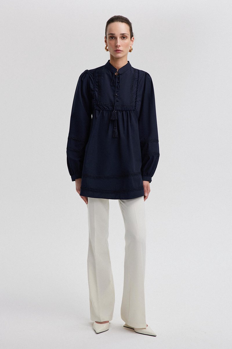 Touché Privé - Geborduurde tuniek - Marine - Dames