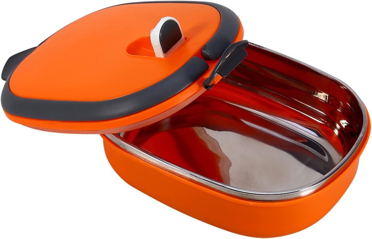 Thermische Lunchdoos 800ml RVS Geïsoleerde Voedselopslag voor Thuis, Perfect voor Lunch en Diner, Oranje