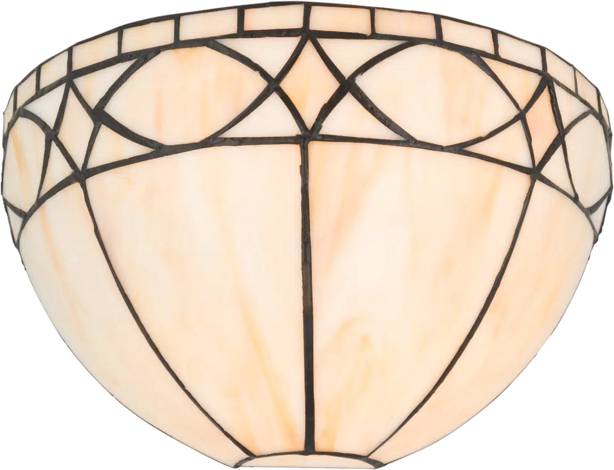 Tiffany wandlamp Art Deco - Marmer-beige - B 25 cm - Glas in lood - Warm licht - Muurlamp | RORUVERA