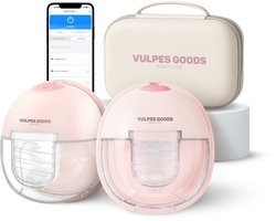 Vulpes Goods® BabyCare - Elektrische Borstkolf Elite - Handsfree Borstkolf - Dubbele Draadloze Borstkolf - Warmtecompressie - BPA-Vrij - App - Incl. Reiskoffer, Borstschildverkleiners, 60 Bewaarzakjes & Meer - Roze