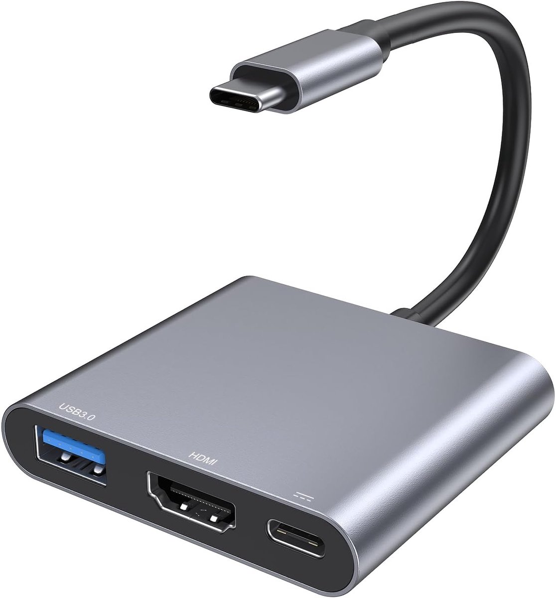 USB-naar-HDMI-adapter – Type-C-hub-converter met 4K HDMI-uitgang – USB-C digitale AV-adapter met meerdere poorten – compatibel met MacBook Pro/Air en iPad Pro – 3-in-1