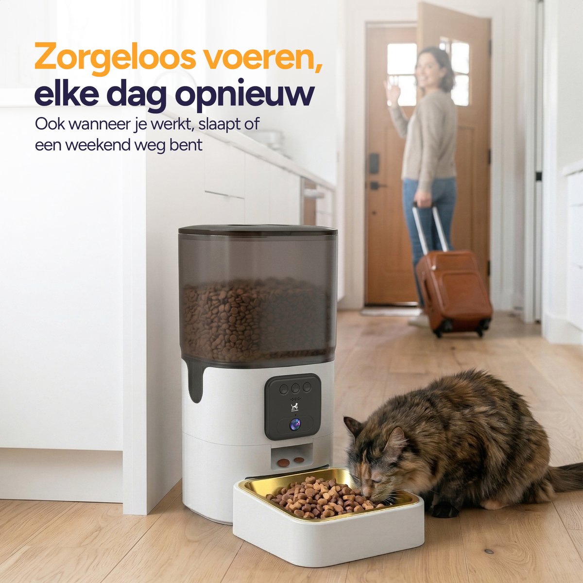 Viervoeter Feed Pro - Automatische Voerbak 6L - Kat en Hond - Voerautomaat met App - Wit thumbnail 5