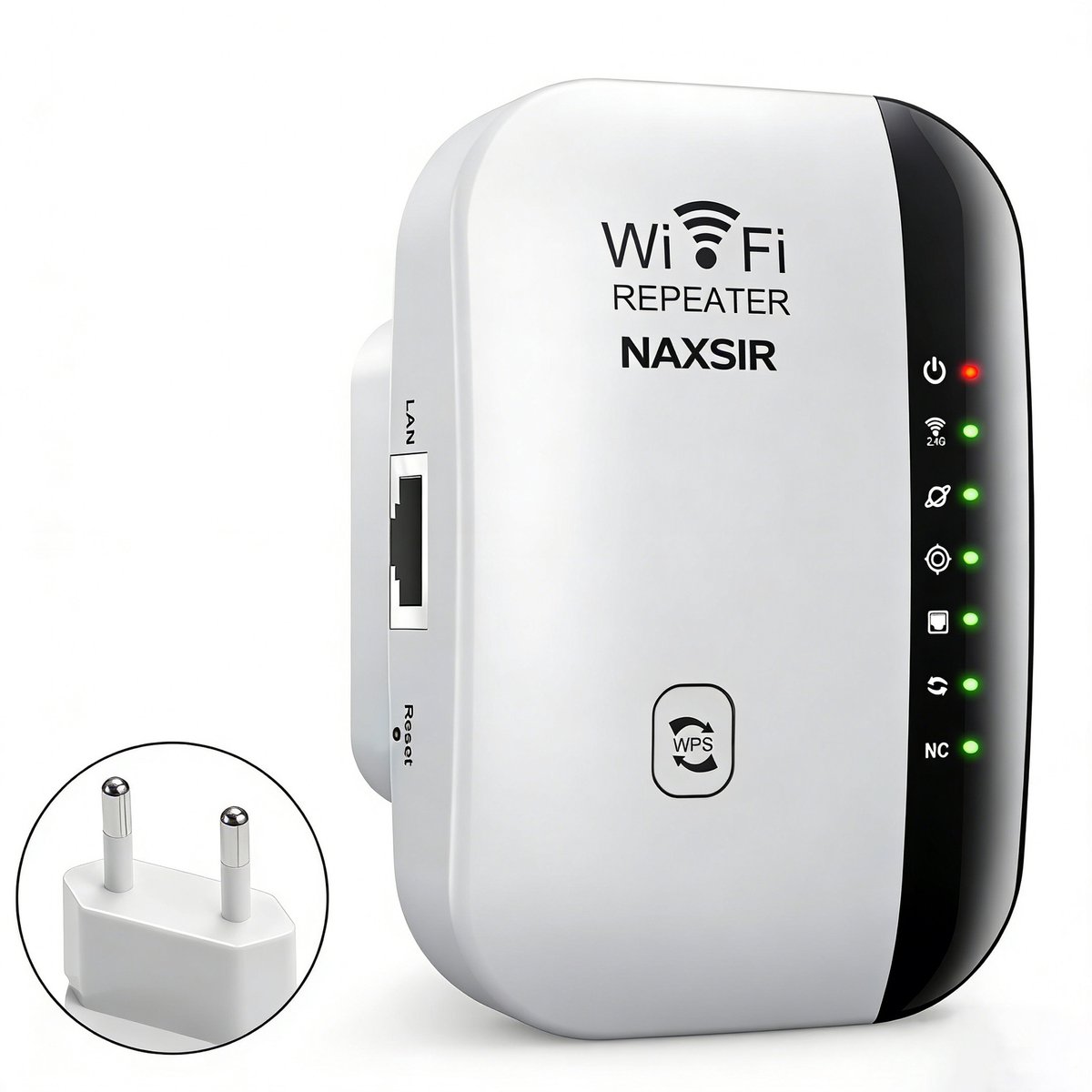 NAXSIR WiFi Repeater / Signaalversterker - 2 Werkmodi (Repeater + AP), WPS One-Touch Koppeling,Compatibel met Alle Routers