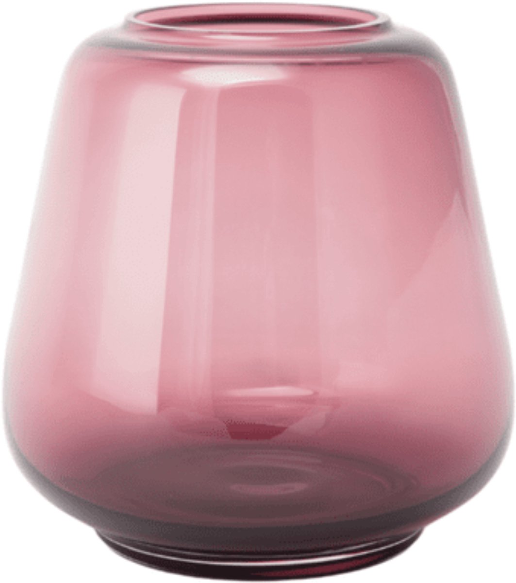 XLBoom Kuro Smooth Small PLUM roze – Mondgeblazen glazen vaas Ø 22,5 cm - Design interieuraccessoire