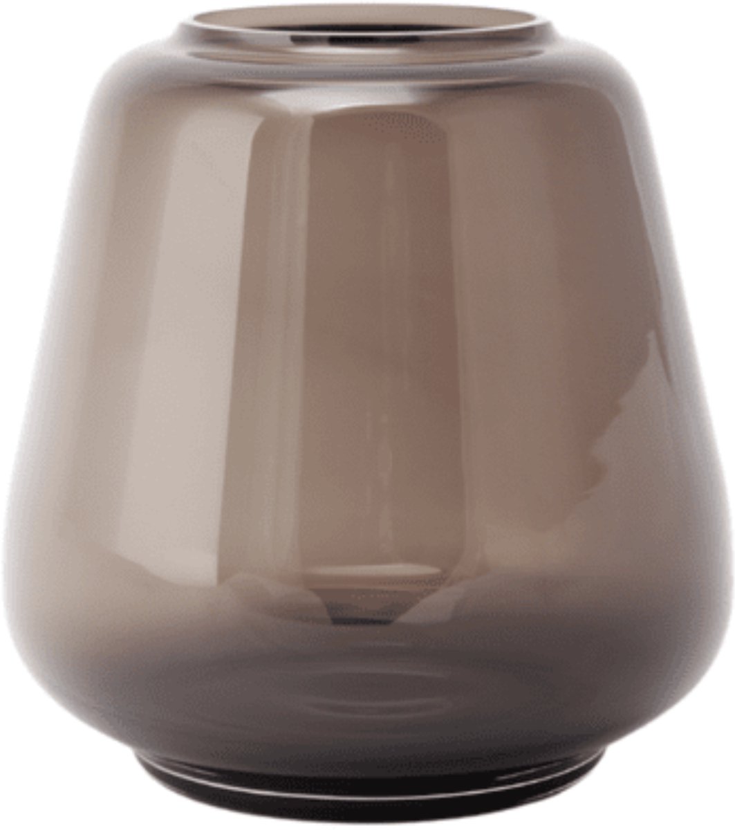 XLBoom Kuro Smooth Small Smokey grijs– Mondgeblazen glazen vaas Ø 22,5 cm - Design interieuraccessoire