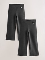 Next - Meisjes - 2 schoolbroeken met hoog aandeel katoen, stretchy, bootcut en elastische tailleband - Grijs