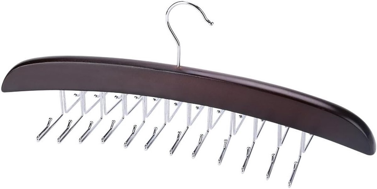 Rotating Houten Stropdas Rack met 24 Haken - Elegante Opslagoplossing voor Stropdassen en Accessoires
