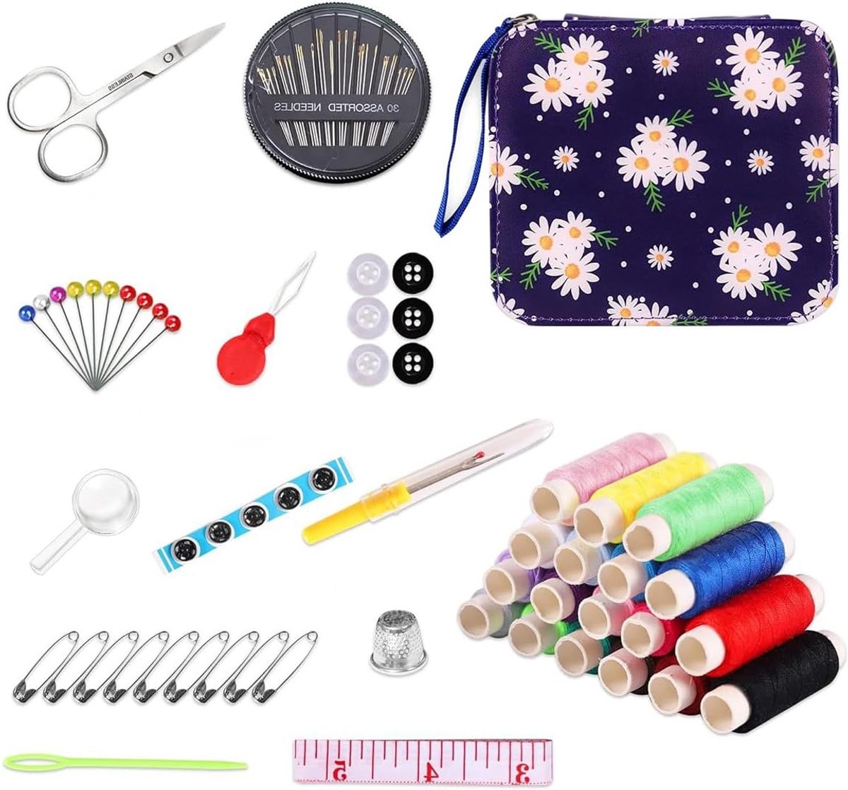 Complete Naai Set met 18 Kleurige Garens - Handnaaien, Reparatie en Noodhulp voor Beginners en Reizigers