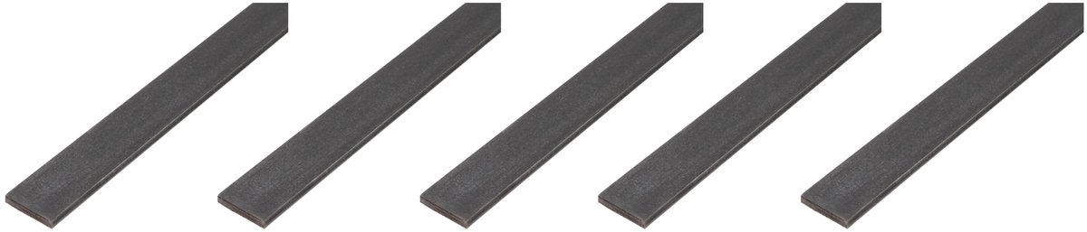 Alberts 5 x platte strip, blank staal, 10 x 4 mm, lengte 2 m