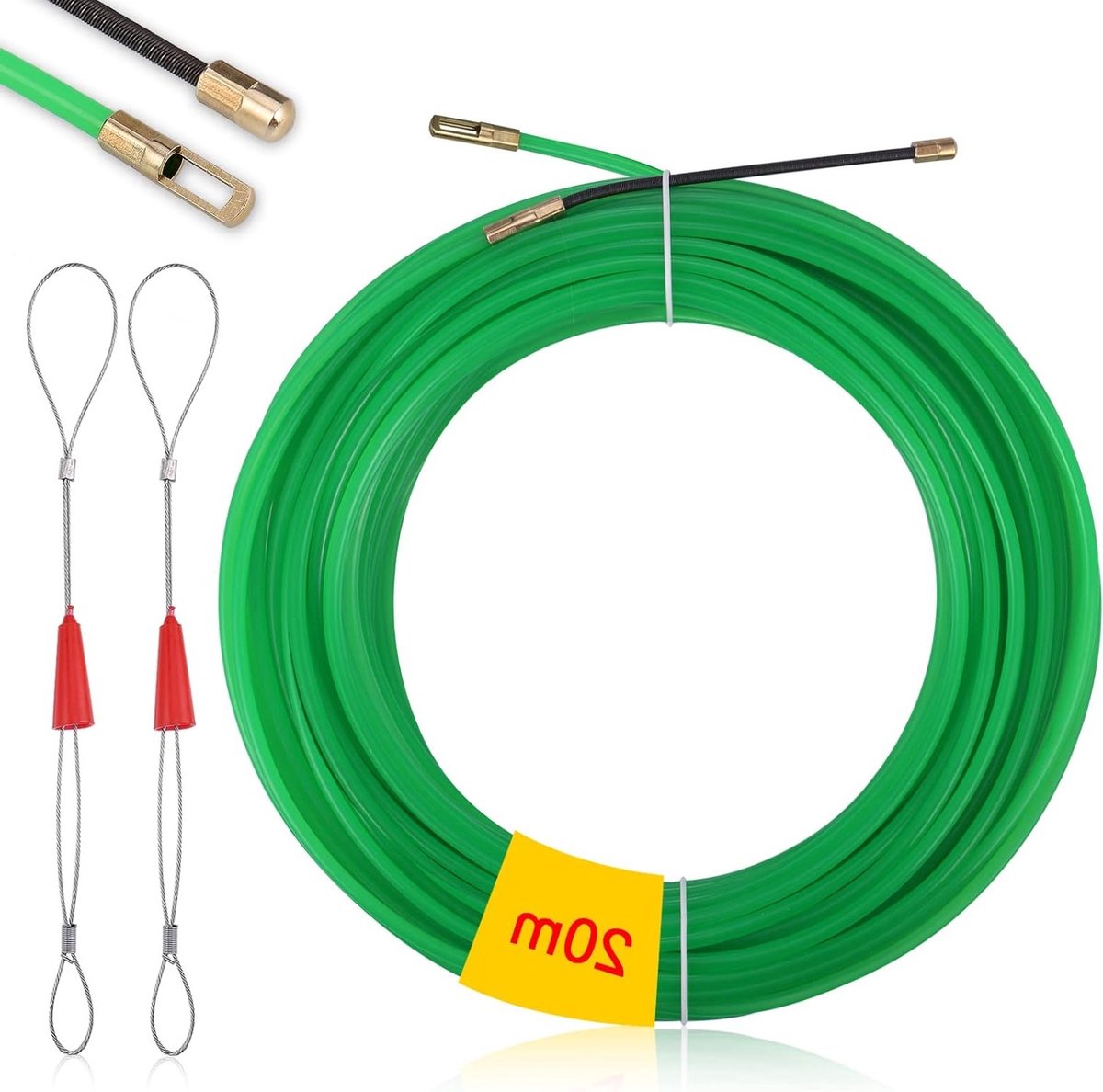 20 meter visdraad trekker voor kabels, elektrische draadtrekker met 2 metalen gripdraden voor communicatiekabels, ideaal voor muur- of vloerkanaal (breedte 4mm)