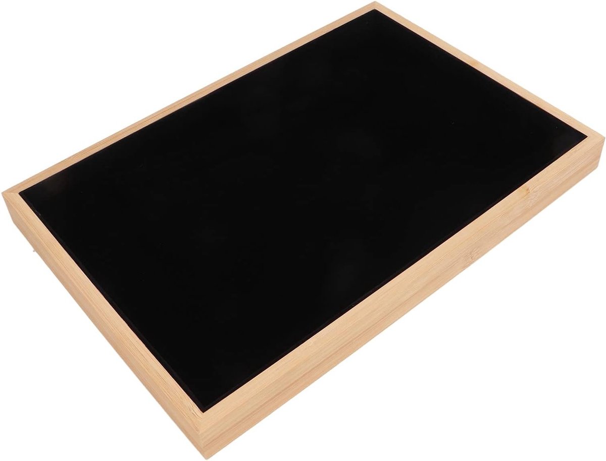Houten Sieraden Organizer - Stapelbare Sieraden Tray voor Oorbellen, Kettingen en Armbanden - Sieradenopslag en Display voor Ringen en Accessoires, Zwart Set