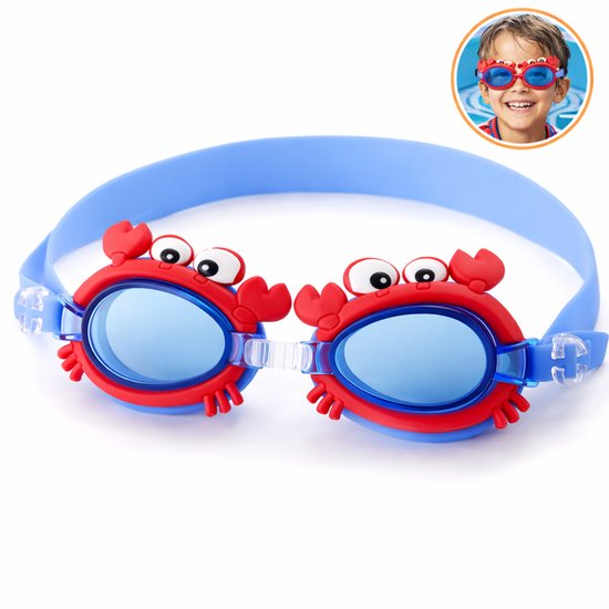 Kinder Zwembril Krab – Zwembril Kind Anti-condens met UV-bescherming – Duikbril voor Kinderen 3-8 jaar