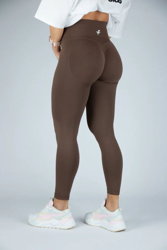 Fitness legging - Legging hoge taille - Legging Gym Sport - Hardloop - Yogabroek voor dames - Sneldrogend, ademend en rekbaar - Spandex / Nylon - Kleur Bruin - Maat XS — afbeelding 3