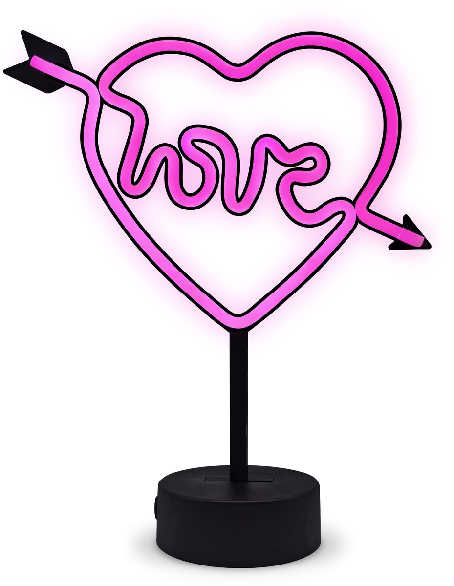 PartyFunLights - led neon love lamp - hartvorm - roze - op usb én batterijen