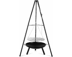 Rolu Barbecue – Vuurschaal BBQ – 94 × 94 × 149,5 CM – Grill Set - Grilloppervlak Ø52 CM – Driepoot Constructie – Dutch Oven