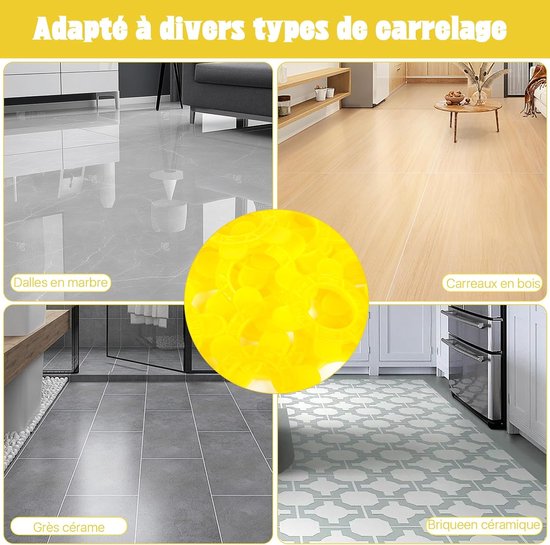 Tegelafstandhouders Set - Voegklemmen Clips - Nauwkeurig Tegels Plaatsen - 6 Maten in 1 - 100 stuks - Geel — afbeelding 5