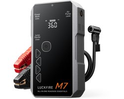 Luckfire M7 TÜV-gecertificeerde Auto Jumpstarter Powerbank met Compressor, 12V SmartIgnition Startbooster, 60Wh Draagbare Accustarter voor Benzinemotoren tot 10L en Dieselmotoren tot 8,5L