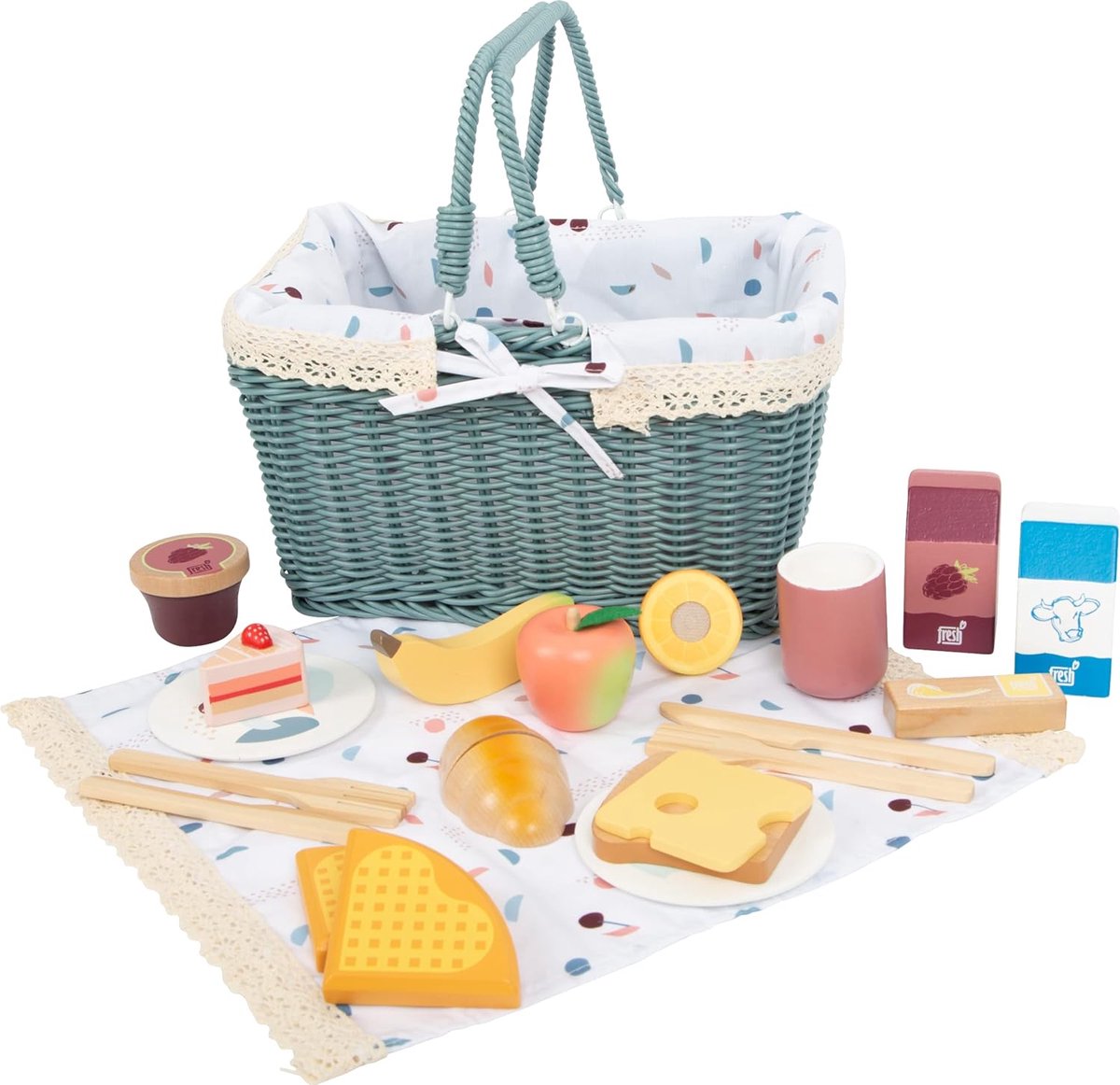 Picknickmand met Opvouwbare Handgrepen en Accessoires - 3 Jaar - Picknick Mandje - Boodschappenmand - Fruitmand - Hout - Veelkleurig - 29 x 7,9 x 19 cm - van Imperatoris