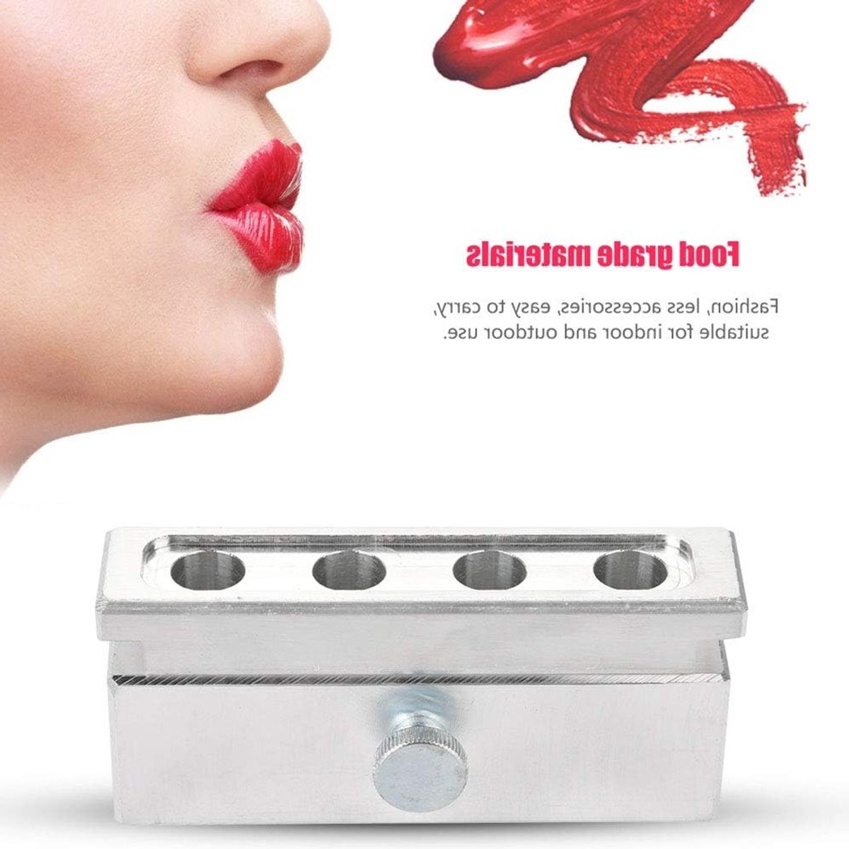 DIY Lipstick Mould Set voor het Maken van Lippenbalsem, Aluminium, 4 Compartimenten, Creatieve Lippenstiftvormen en Accessoires