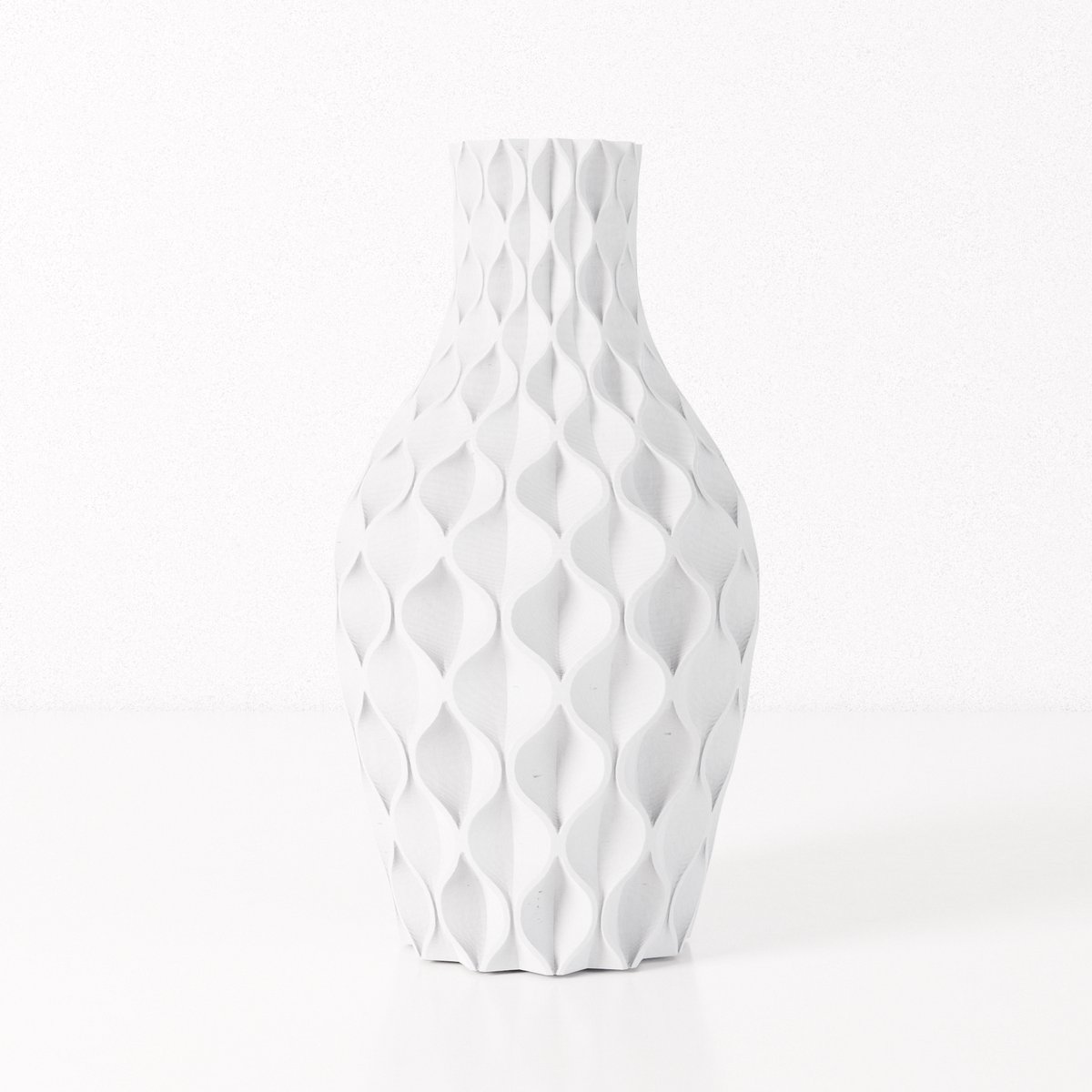 Fleuriek vaas VERA - Wit H50 cm - Grote designvaas / vloervaas - Luxe blikvanger met reliëfpatroon