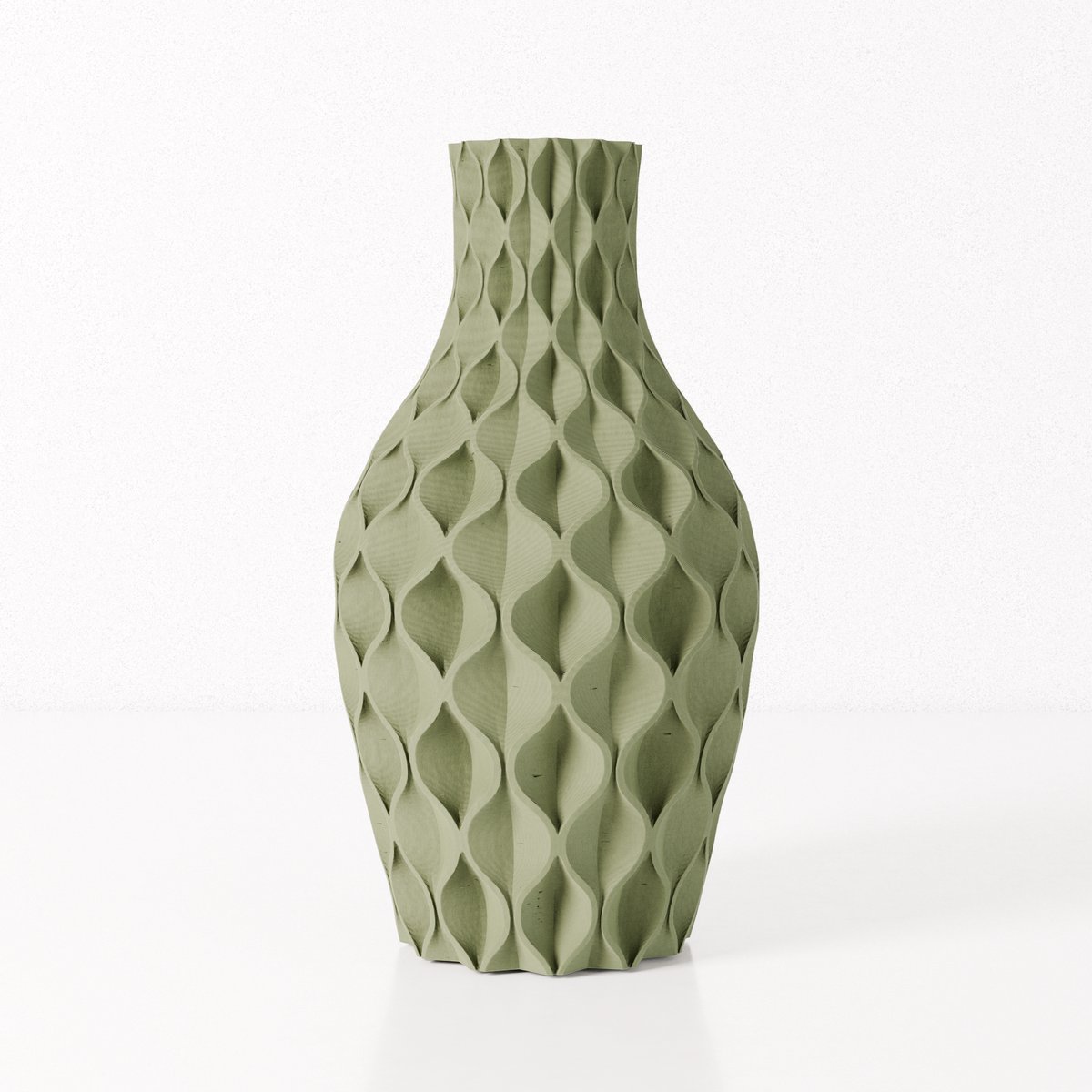 Fleuriek vaas VERA - Groen H40 cm - Luxe designvaas voor tafel of dressoir - Reliëfpatroon