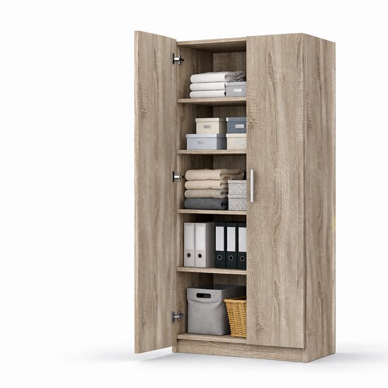 Archiefkast met deuren – 180 cm hoog – Opbergkast voor kantoor, berging of garage – 5 planken