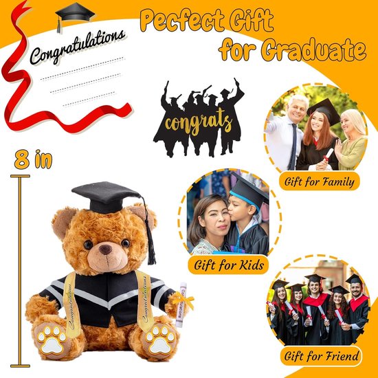 Afstudeerbeer - Teddybeer 2025 - Gepersonaliseerd cadeau geven - Met foto of tekst - 20cm - Kleur 1 — afbeelding 2