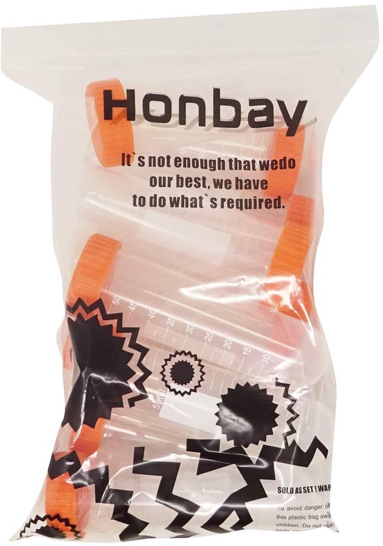 Centrifugebuisjes Kunststof - Laboratoriumbuisjes PP - Monsters Opslaan - Ronde Bodem - 50 ml 10 stuks - Oranje deksel — afbeelding 3