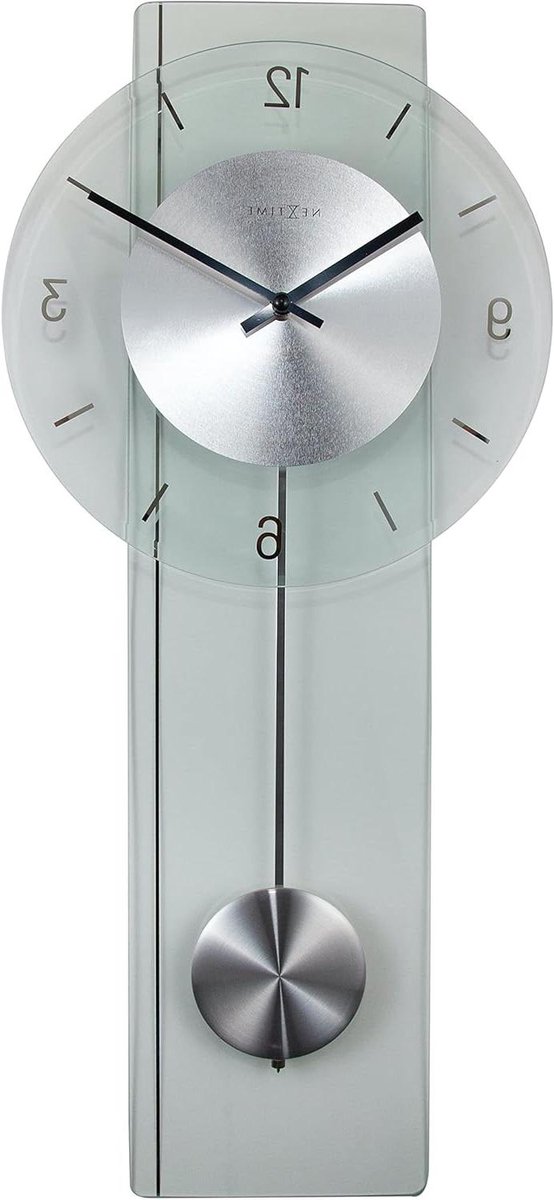 Wandklok Glas - Klok Transparant - Tijd Weergeven - Slingerbeweging - 70cm x 30cm - Transparant