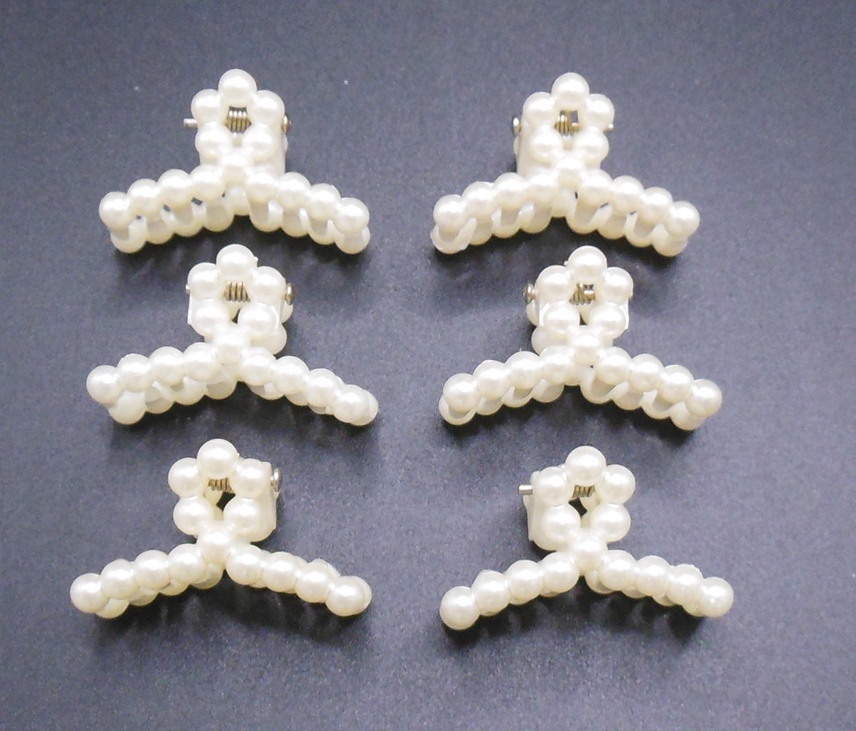 Haarklemmetjes lus-vorm met parels crèmekleur set van 6 stuks.