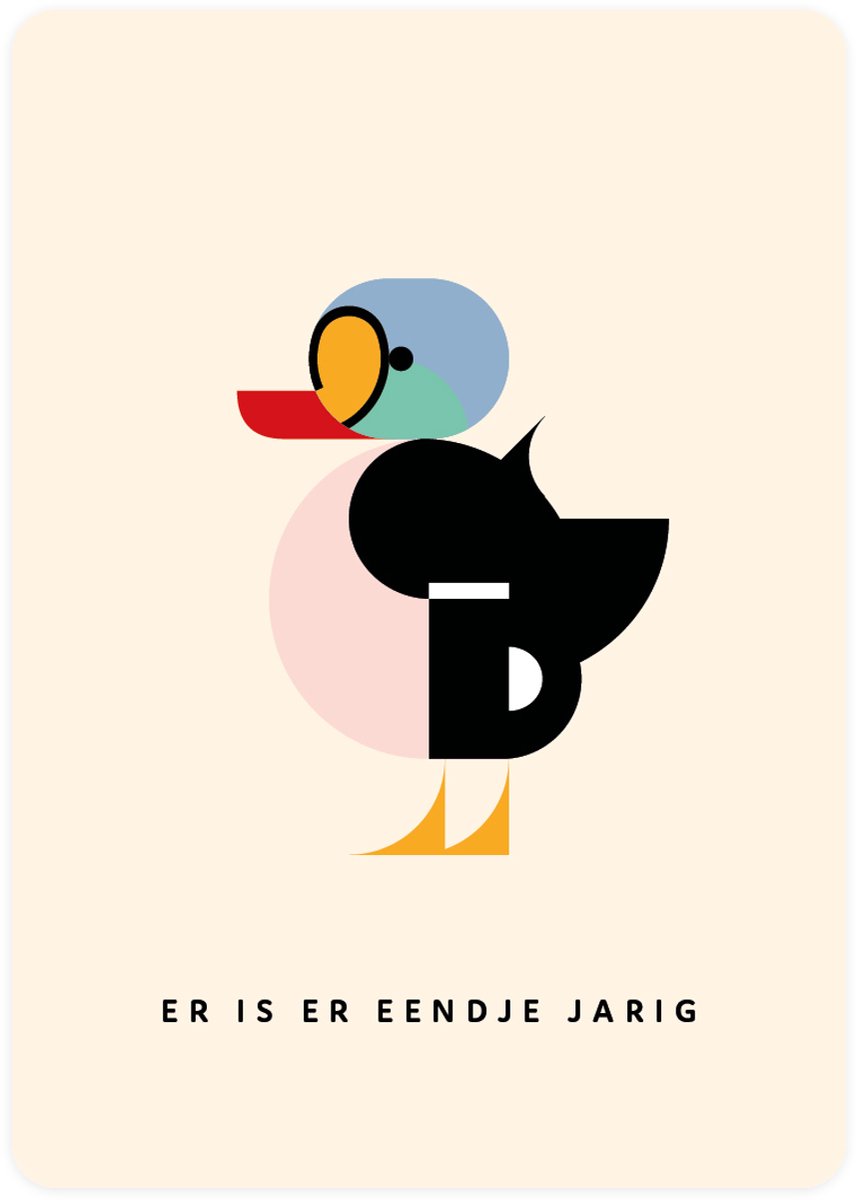 Er is er eendje jarig - 4x leuke verjaardagskaarten om te versturen - kaartenset - kaart met Koningseider - vier kaarten met vogels