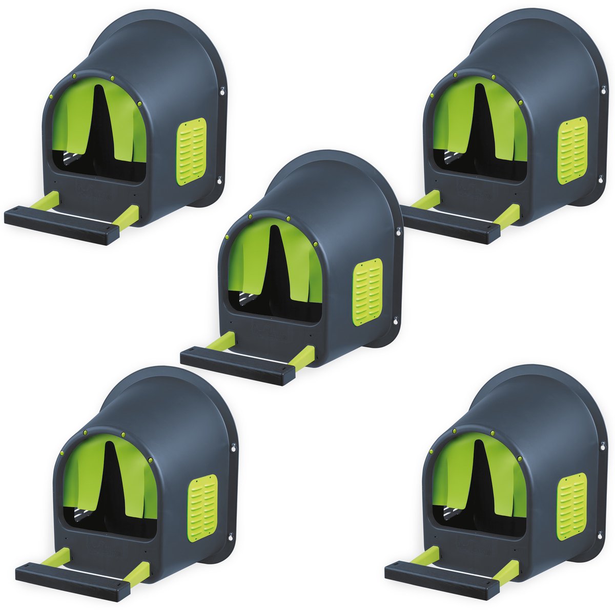 MyHens x Olba legnesten voor kippen in antraciet/limoengroen-5 STUKS-MyCozynest-legnest voor maximaal 5 kippen voor wandmontage-kippennest-pluimveennest