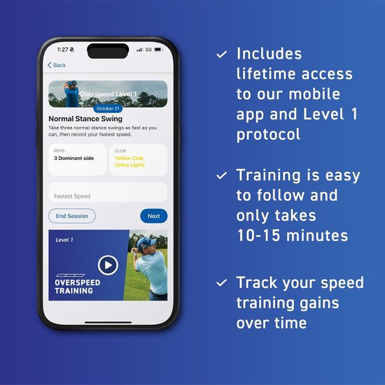 Golf Swing Trainer - Snelheidssysteem Golf - Club Snelheid Verhoging - Gebruikt door Tour Pros - 3 Gewogen Clubs van GOLF — afbeelding 5