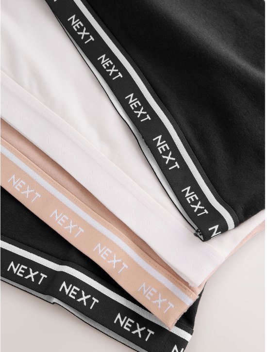 Next - Dames - Set van 4 cropped Ultimate Comfort beha's van katoen met logo - Zwart