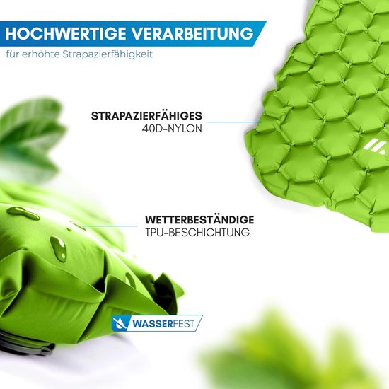Kleine matras - Outdoor matras - Kamperen en wandelen - Ultralicht met kussen - 600 Gram - Lichtgroen — afbeelding 4
