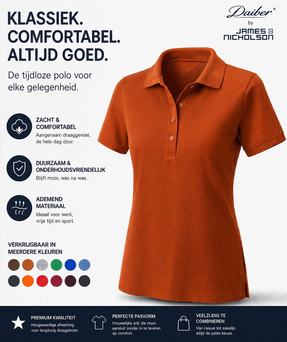 James and Nicholson Vrouwen/dames Basic Polo (Donker Oranje)