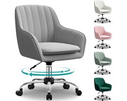 Hiaonyx Bureaustoel-Ergonomische bureaustoel-bureaustoelen voor volwassenen-Dubbel gelaagd zitkussen-360 graden draaibaar-Metalen onderstel-Grijs