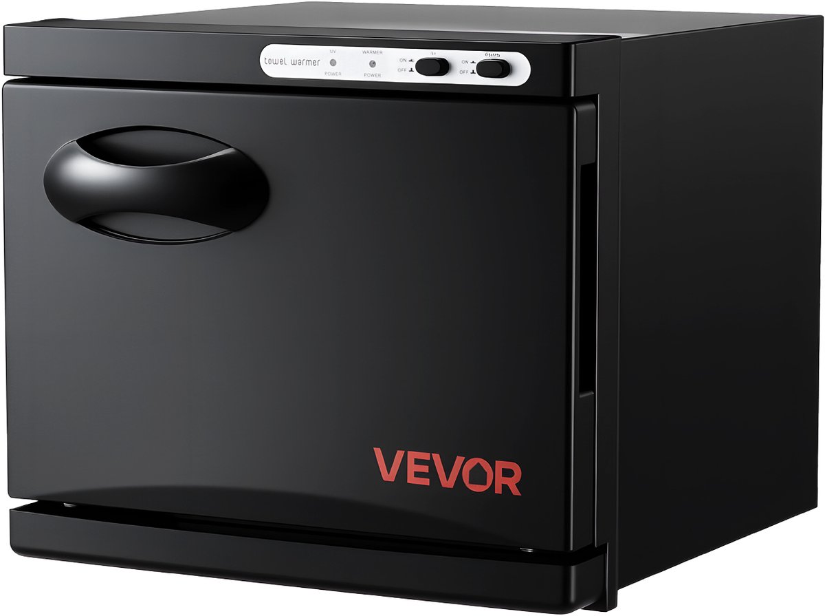 VEVOR Handdoekwarmer, 8 Liter Capaciteit voor 12 Handdoeken met Clip en Roestvrijstalen Frame, Handdoekwarmer voor Spa, Kapper, Manicure, Massagesalon, Stoomfunctie en Reinigingslampje, Zwart