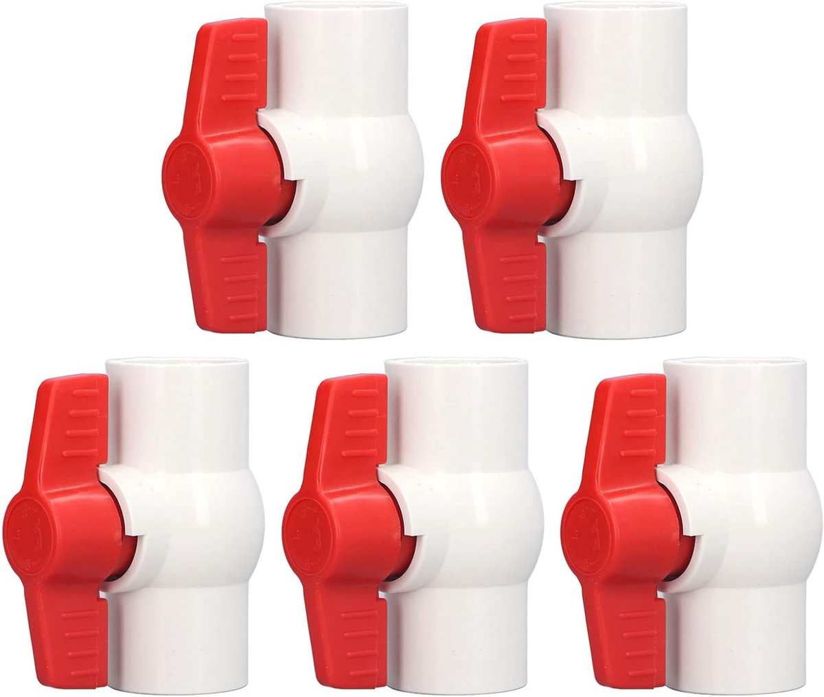 Set van 5 Stuks 3/4 Inch Plastic Water Valves met Schroefschakelaar voor Tuinslangen, Essentiële Waterafvoer en Aansluitaccessoires