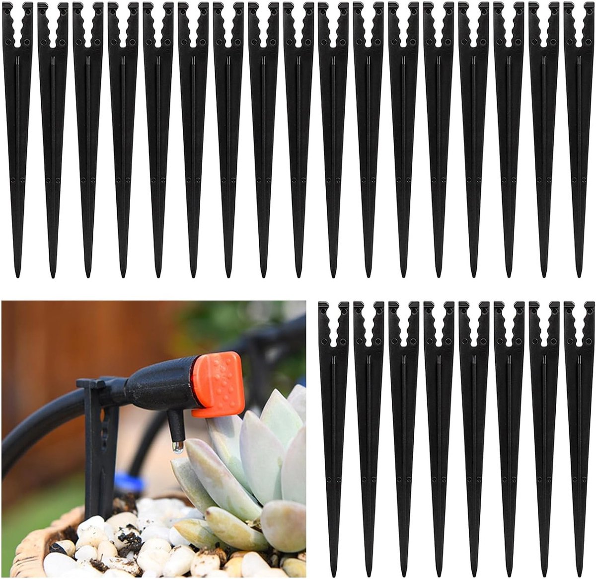 Set van 80 Ondersteuningspennen voor Irrigatie - Plastic Haringen voor Tuin, Kas en Grondbevestiging - Geschikt voor 3/5mm Slangen