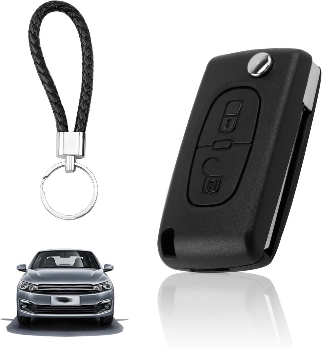 Vervangende autosleutel behuizing met 2 knoppen, geschikt voor CE0523, 207, 307, 308, 407, 607, C2, C3, C4, C5 en C6, duurzame en robuuste sleutelcase
