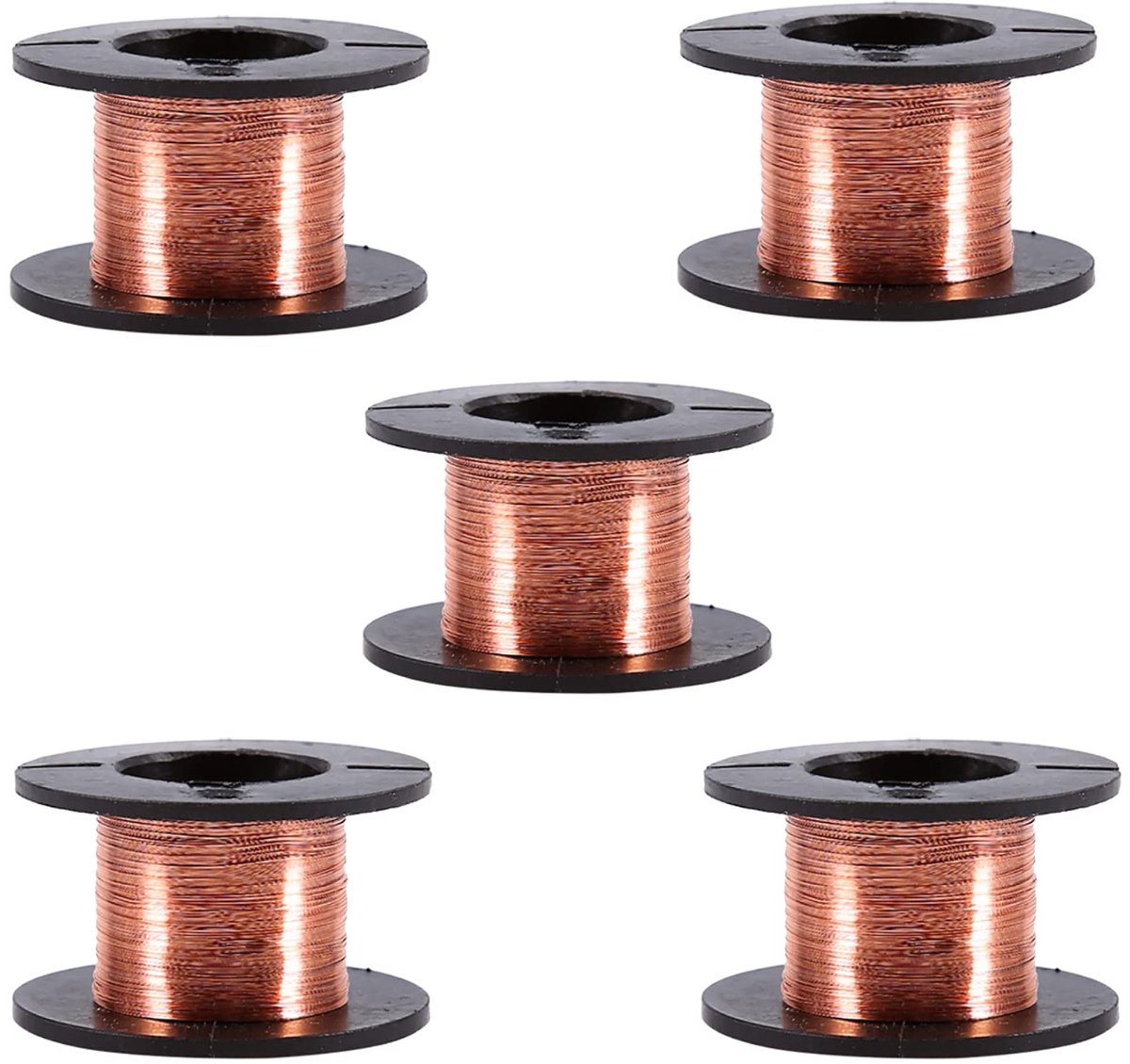 Koper Draad Coils - 5 Rollen van 0.1mm, 12m voor Verbinding, Lassen en Elektrische Toepassingen